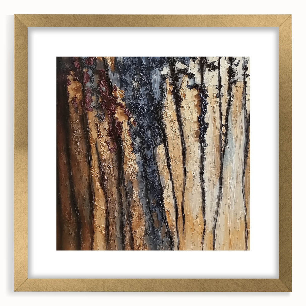 Textured Abstract Forest Wall Art – Modern Canvas & Framed Print