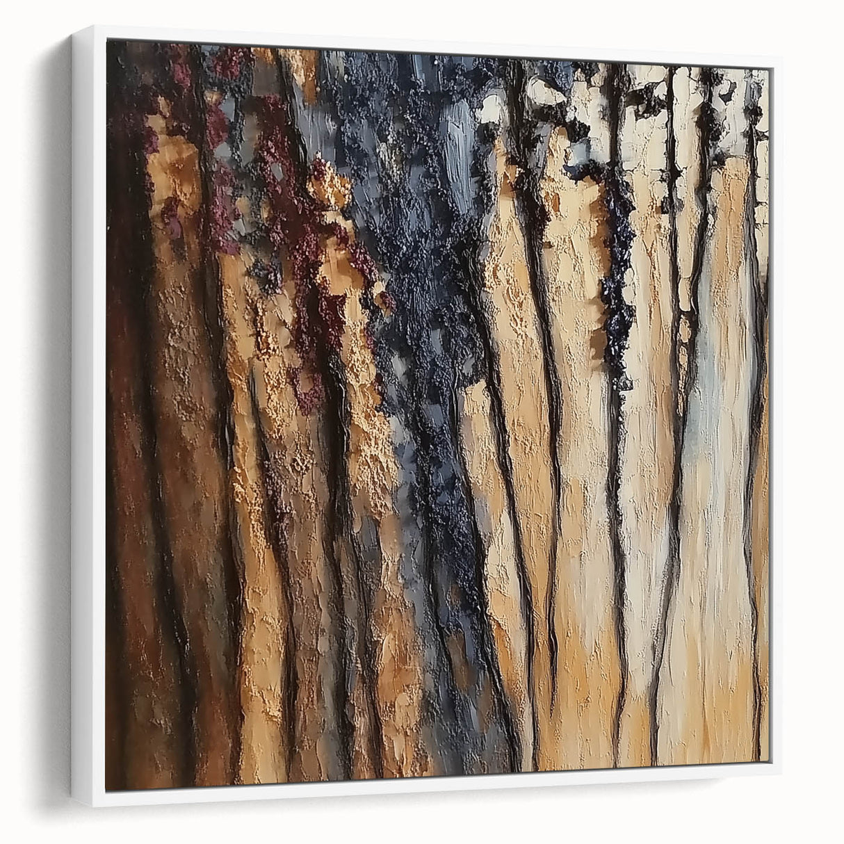 Textured Abstract Forest Wall Art – Modern Canvas & Framed Print