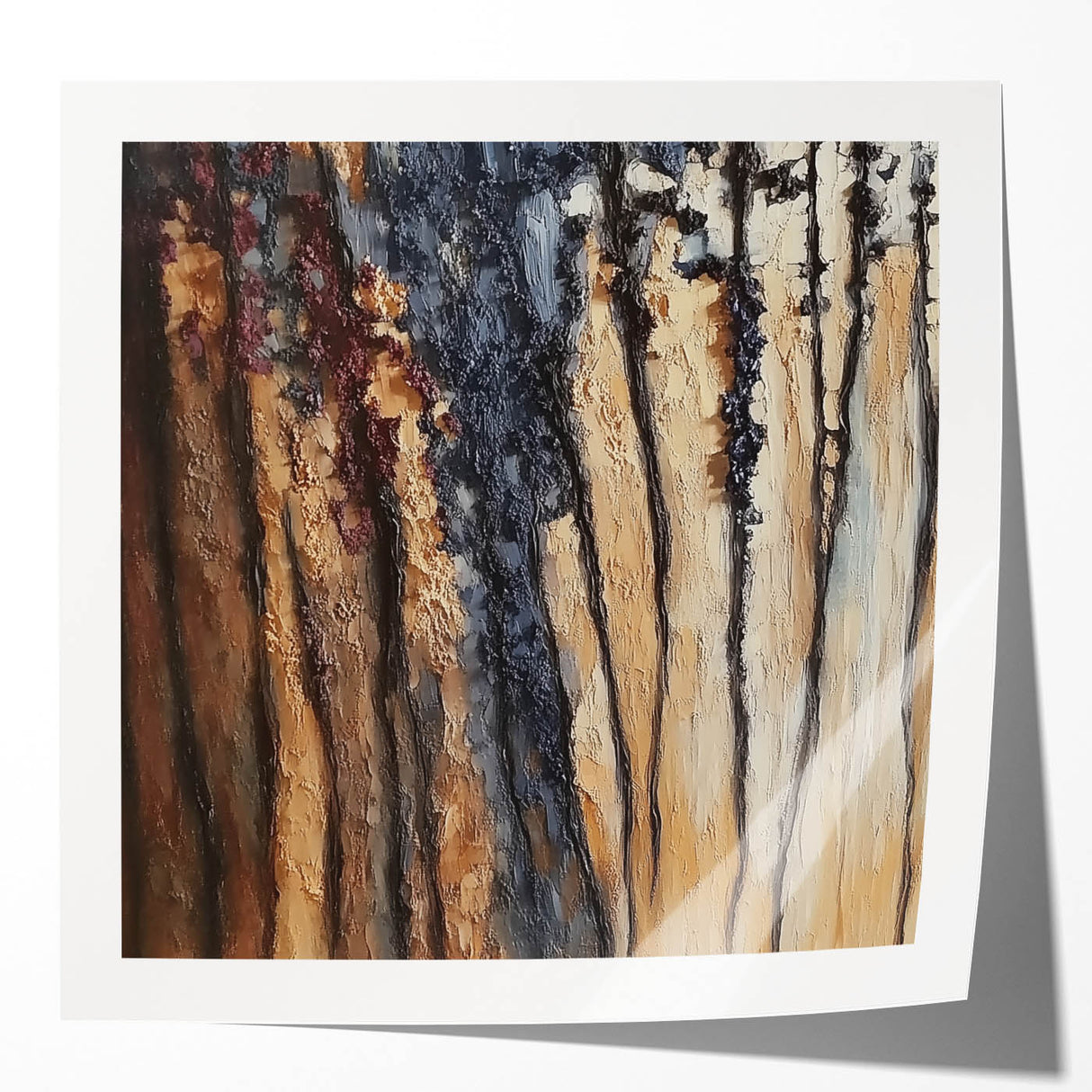 Textured Abstract Forest Wall Art – Modern Canvas & Framed Print