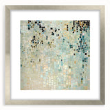 Abstract minimalist artwork framed in silver, showcasing a clean design with a matte finish. The piece features gentle color gradients and geometric shapes, perfect for modern decor. Ideal for enhancing contemporary living spaces or offices with a touch of elegance.