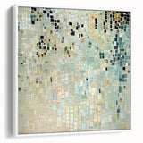 Framed minimalist abstract canvas artwork with a white background, showcasing subtle geometric patterns and a sleek side view, perfect for modern home décor.