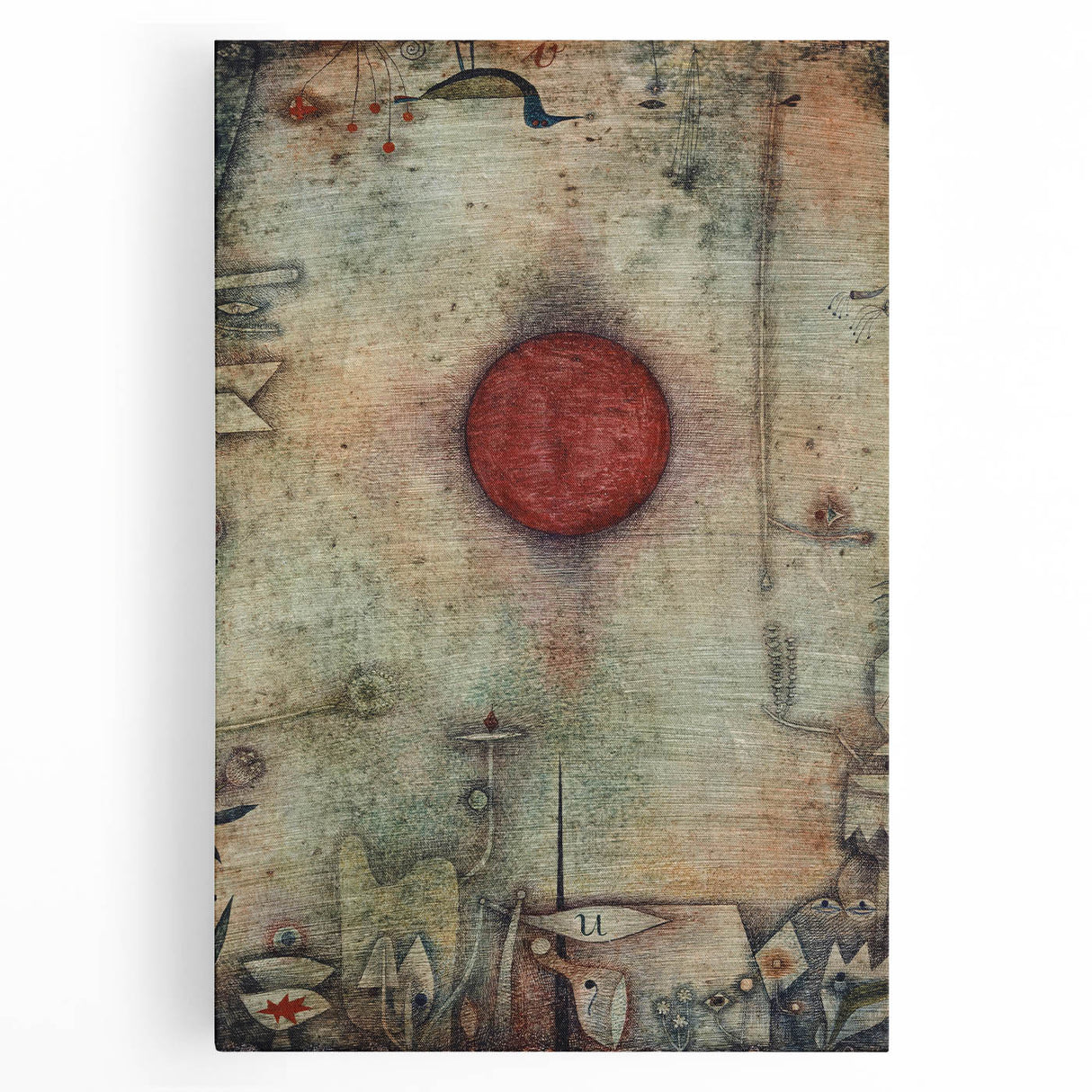 Abstract Modern Art - Textured Red Circle on Earthy Canvas | Contemporary Decor