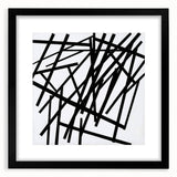 Minimalist black frame with a matte finish, showcasing an abstract artwork that features soft, blended colors and geometric shapes, perfect for modern home decor.