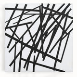 Abstract minimalist wall art design on stretched canvas, showcasing soft pastel colors and geometric shapes, ideal for contemporary home decor.