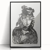 Édouard Manet Portrait Wall Art - Berthe Morisot in Monochrome