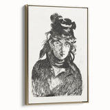 Édouard Manet Portrait Wall Art - Berthe Morisot in Monochrome
