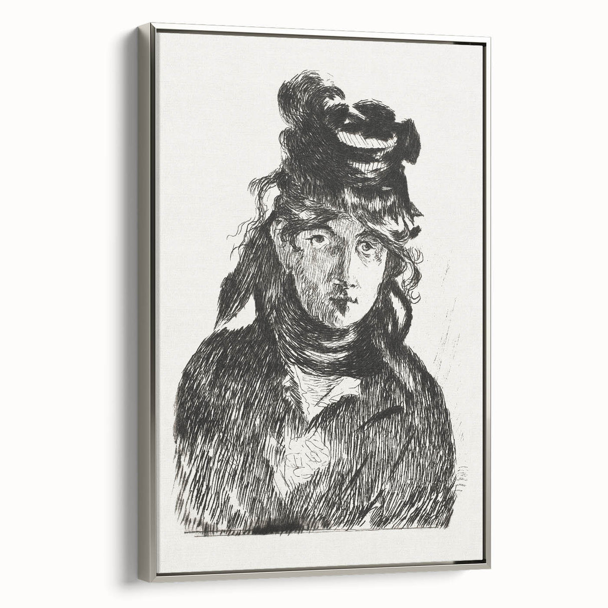Édouard Manet Portrait Wall Art - Berthe Morisot in Monochrome