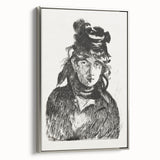 Édouard Manet Portrait Wall Art - Berthe Morisot in Monochrome
