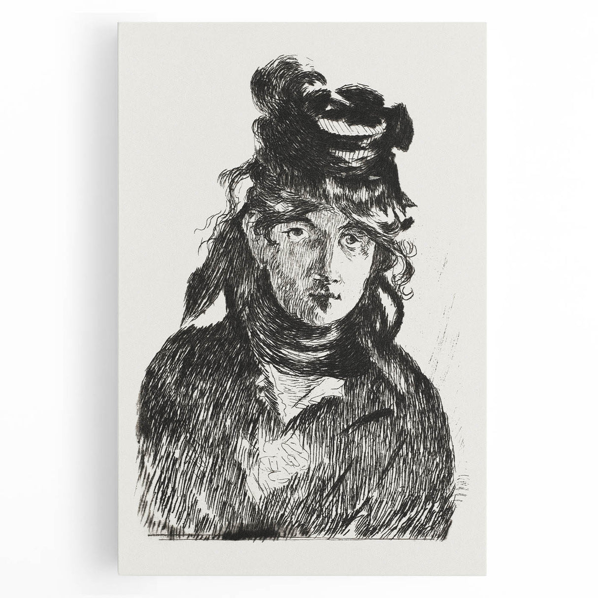 Édouard Manet Portrait Wall Art - Berthe Morisot in Monochrome