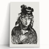 Édouard Manet Portrait Wall Art - Berthe Morisot in Monochrome
