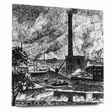 Industrial Modern Art – Striking Black and White Urban Landscape Decor