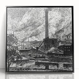 Industrial Modern Art – Striking Black and White Urban Landscape Decor
