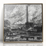 Industrial Modern Art – Striking Black and White Urban Landscape Decor