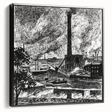 Industrial Modern Art – Striking Black and White Urban Landscape Decor