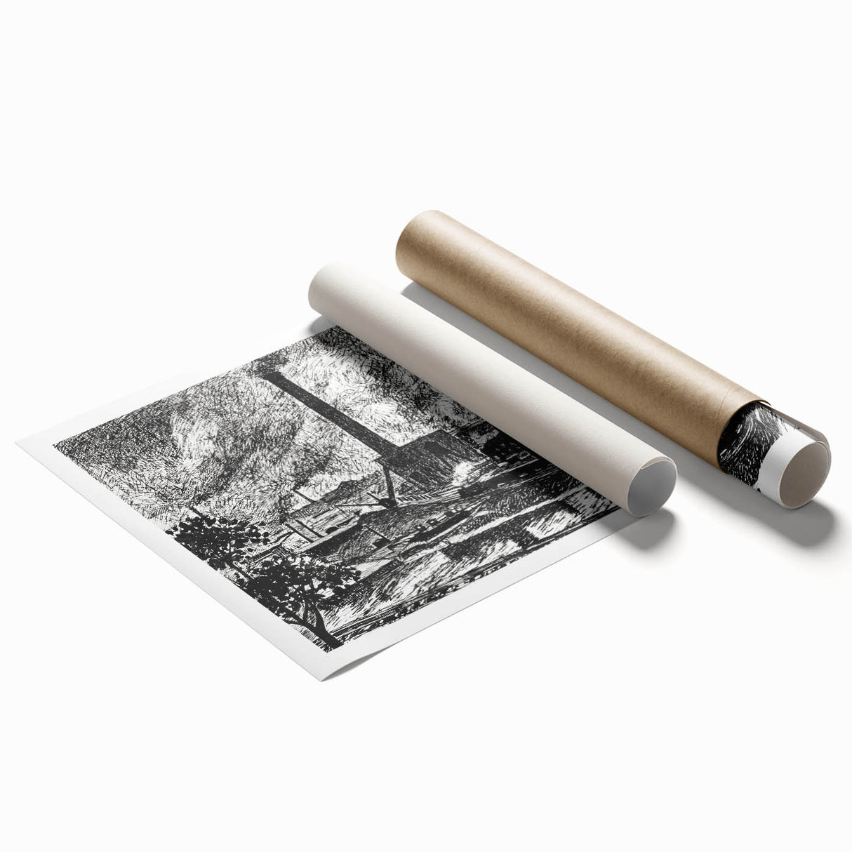 Industrial Modern Art – Striking Black and White Urban Landscape Decor