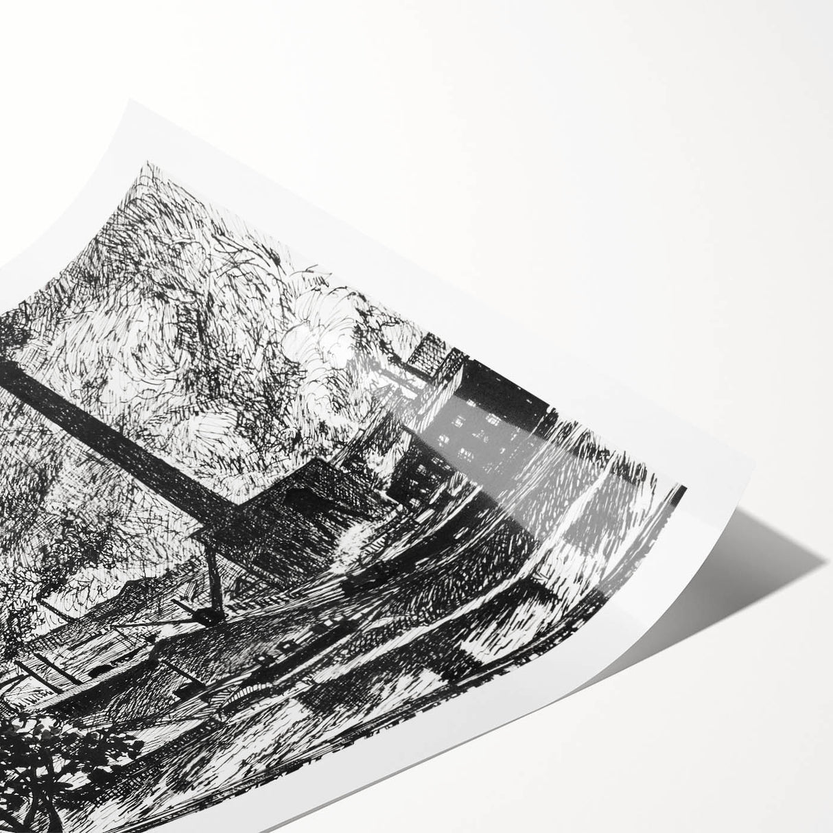 Industrial Modern Art – Striking Black and White Urban Landscape Decor