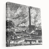 Industrial Modern Art – Striking Black and White Urban Landscape Decor