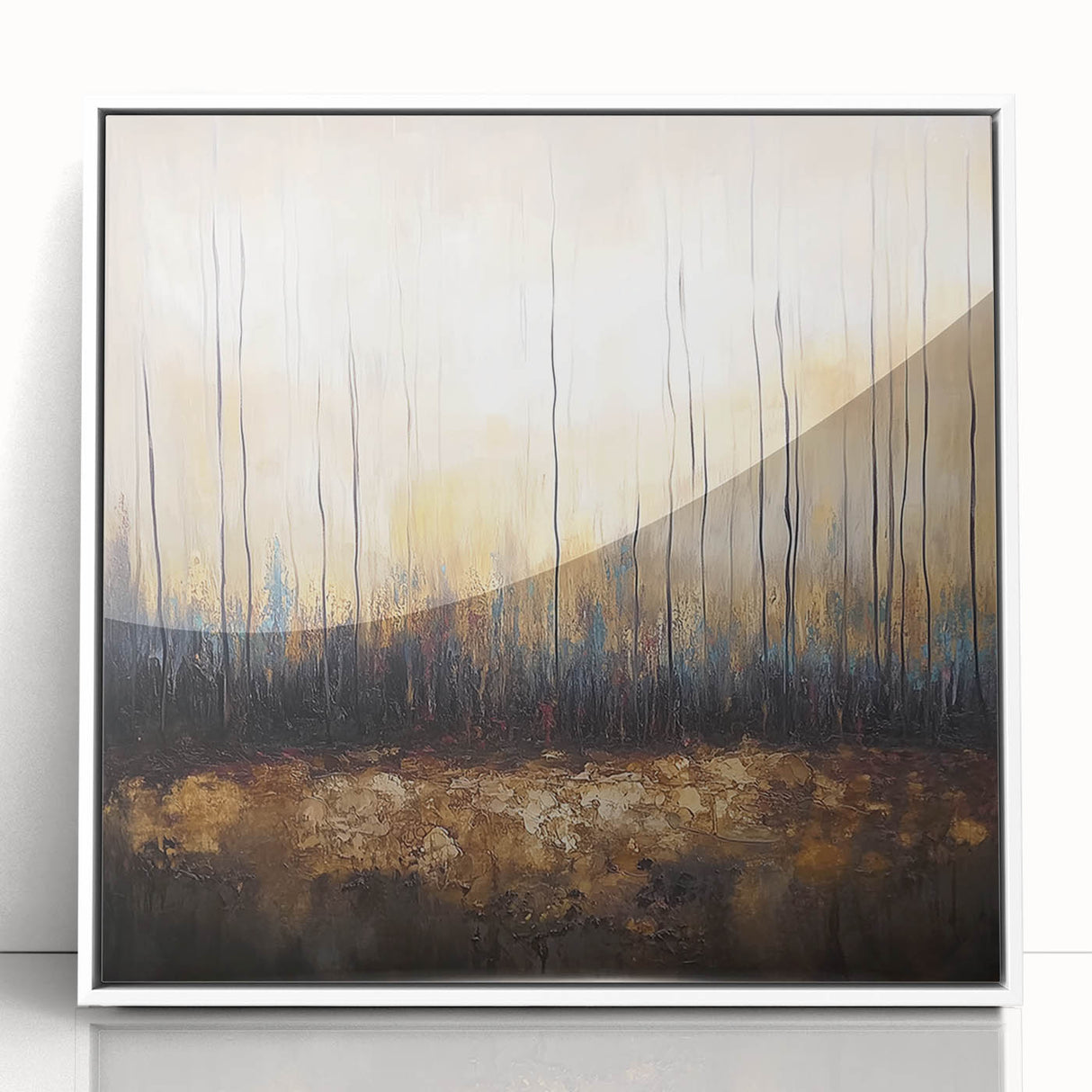Golden Abstract Living Room Wall Art - Large Canvas & Framed Print