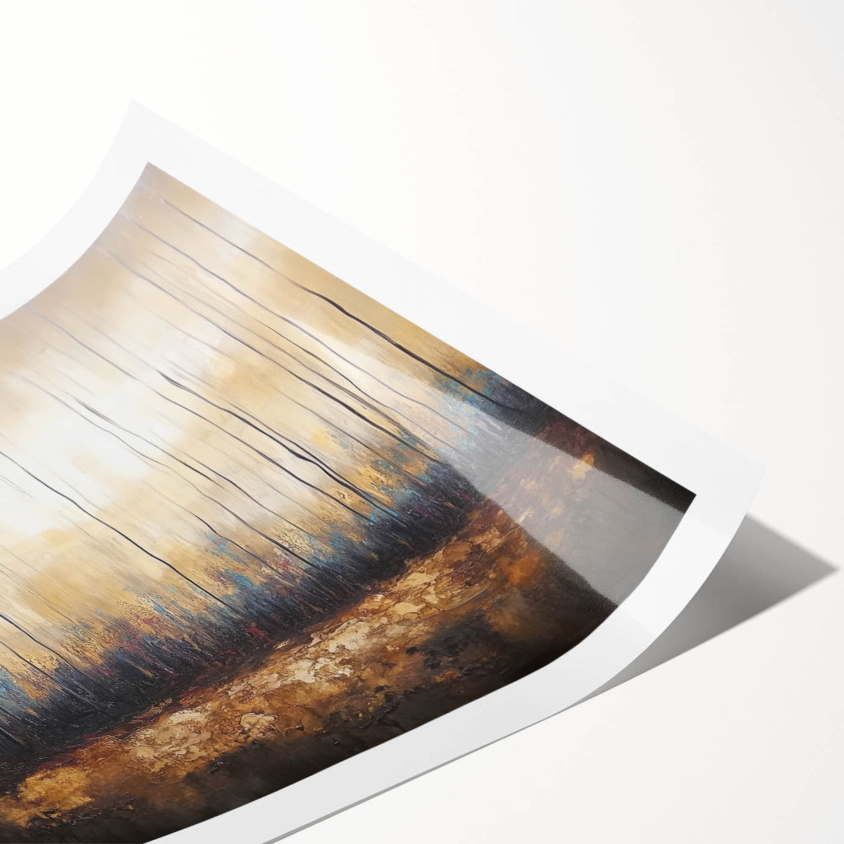 Golden Abstract Living Room Wall Art - Large Canvas & Framed Print