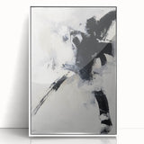 Framed abstract minimalist acrylic print in white, showcasing a sleek modern design with subtle textures, perfect for contemporary home decor.