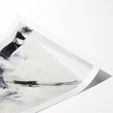 Abstract minimalist rolled print featuring soft pastel colors and geometric shapes, designed for modern decor, packaged in a protective cardboard tube.