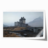 Scenic landscape print showcasing a majestic castle surrounded by lush greenery, elegantly rolled for display, featuring vibrant colors and intricate details. Perfect for home decor enthusiasts.