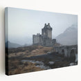 Stretched canvas artwork showcasing a vibrant landscape with a majestic castle, featuring rich colors and intricate details, ideal for enhancing home decor.