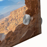 Close-up of a vibrant acrylic landscape artwork depicting colorful caves, highlighting intricate details and textures, perfect for modern home decor.