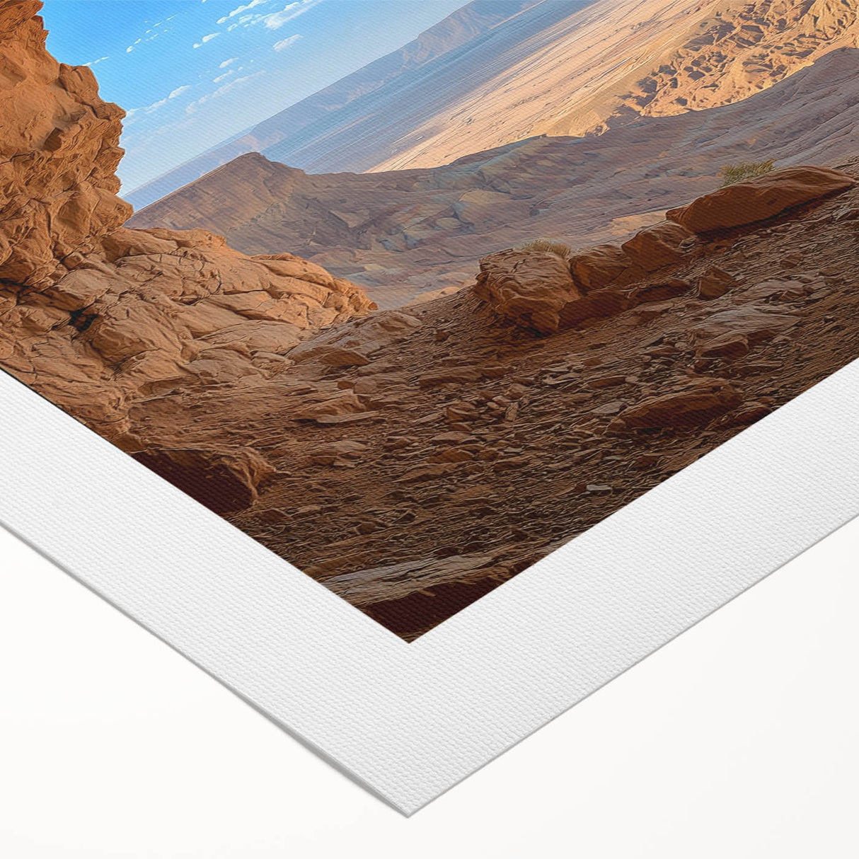 Canvas print showcasing a vibrant abstract landscape design with rich colors and intricate details, rolled for easy transport and storage, perfect for home decor enhancement.