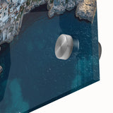 Close-up view of a vibrant acrylic landscape artwork showcasing rugged cliffs and serene blue skies, perfect for home decor or art enthusiasts. The intricate details and color palette highlight nature's beauty, making it an ideal centerpiece for any room.