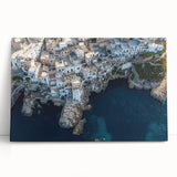 Stretched canvas artwork showcasing a dramatic cliff landscape with vibrant colors and textured details, perfect for enhancing modern home decor.
