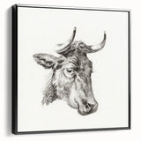 Romanticism Art Print: Head of a Cow - Timeless Sketch by Jean Bernard