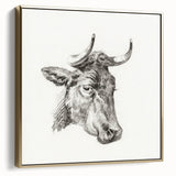 Romanticism Art Print: Head of a Cow - Timeless Sketch by Jean Bernard