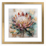 Burgundy and Gold Floral Wall Art – Elegant Canvas for Living Room