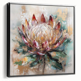 Burgundy and Gold Floral Wall Art – Elegant Canvas for Living Room