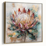 Burgundy and Gold Floral Wall Art – Elegant Canvas for Living Room