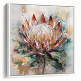 Burgundy and Gold Floral Wall Art – Elegant Canvas for Living Room