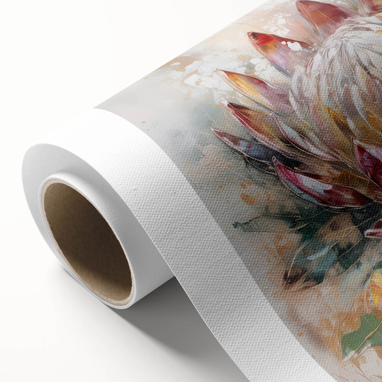 Burgundy and Gold Floral Wall Art – Elegant Canvas for Living Room