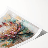 Burgundy and Gold Floral Wall Art – Elegant Canvas for Living Room