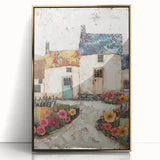 Framed abstract architecture wall art in gold acrylic showcases modern design elements, creating a striking focal point for contemporary interiors.