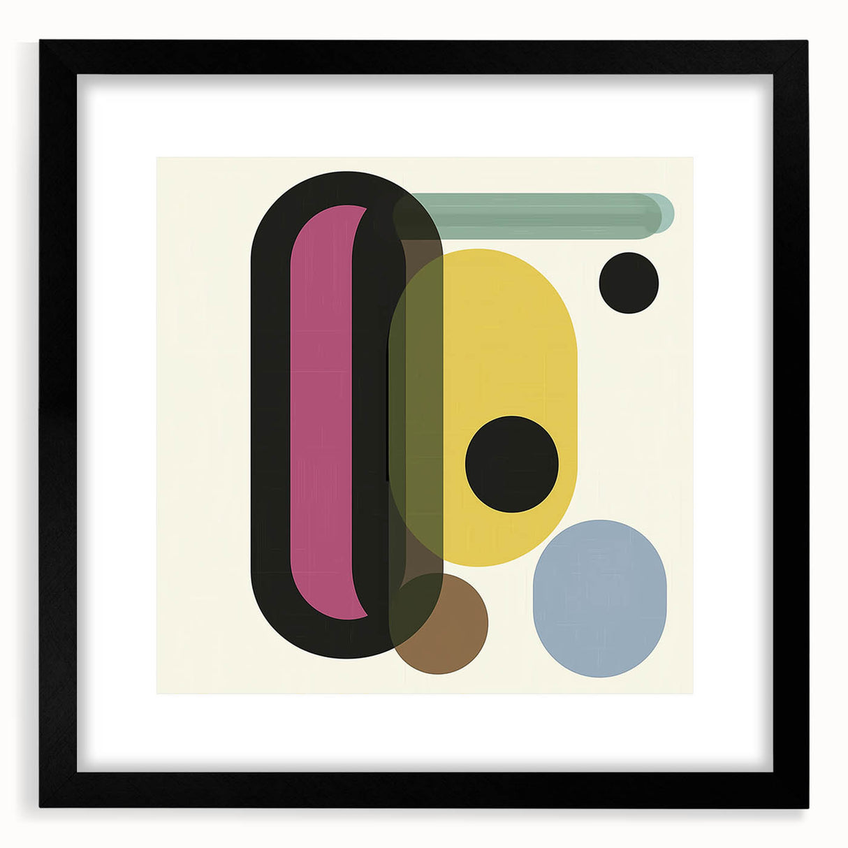 Abstract geometric frame in matte black, showcasing a minimalist design with sharp angles and clean lines, ideal for modern home decor or office spaces.