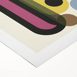 Abstract geometric rolled canvas artwork showcasing vibrant colors and intricate shapes, perfect for modern decor. Packaged securely in a sturdy tube for delivery.