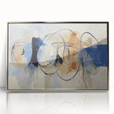 Framed acrylic artwork featuring abstract splatters in vibrant colors, set in a sleek silver frame, perfect for modern home decor and artistic ambiance.