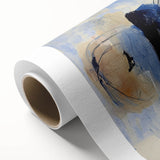 Abstract splatter art on rolled canvas showcases vibrant colors in a dynamic, textured design, ideal for modern home decor, presented in a protective cardboard tube.