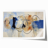 Abstract splatter artwork print on rolled canvas, showcasing vibrant colors like blue, yellow, and red, ideal for modern home decor and creative spaces. Perfect for adding a dynamic touch to interiors.