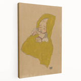 Soft Art Deco Wall Art - Portrait of Sleeping Infant in Golden Blanket