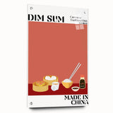 Acrylic print of large abstract wall art featuring assorted food dishes in muted earth tones, ideal for dining room decor.