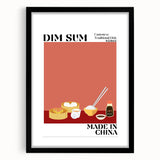 Extra large abstract art print featuring colorful, textured food dishes on a black framed canvas.