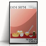 Large abstract wall art featuring assorted food dishes in black and white tones, acrylic print framed in black.