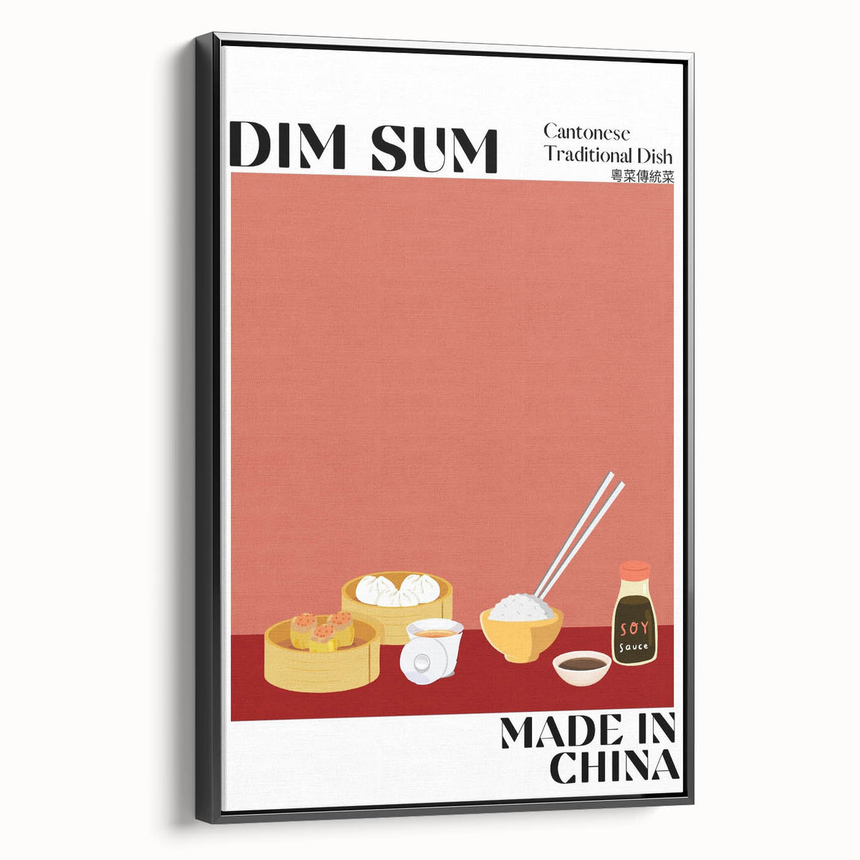 Black and white vintage poster art of various food dishes on a framed canvas, ideal for bedroom wall decor.